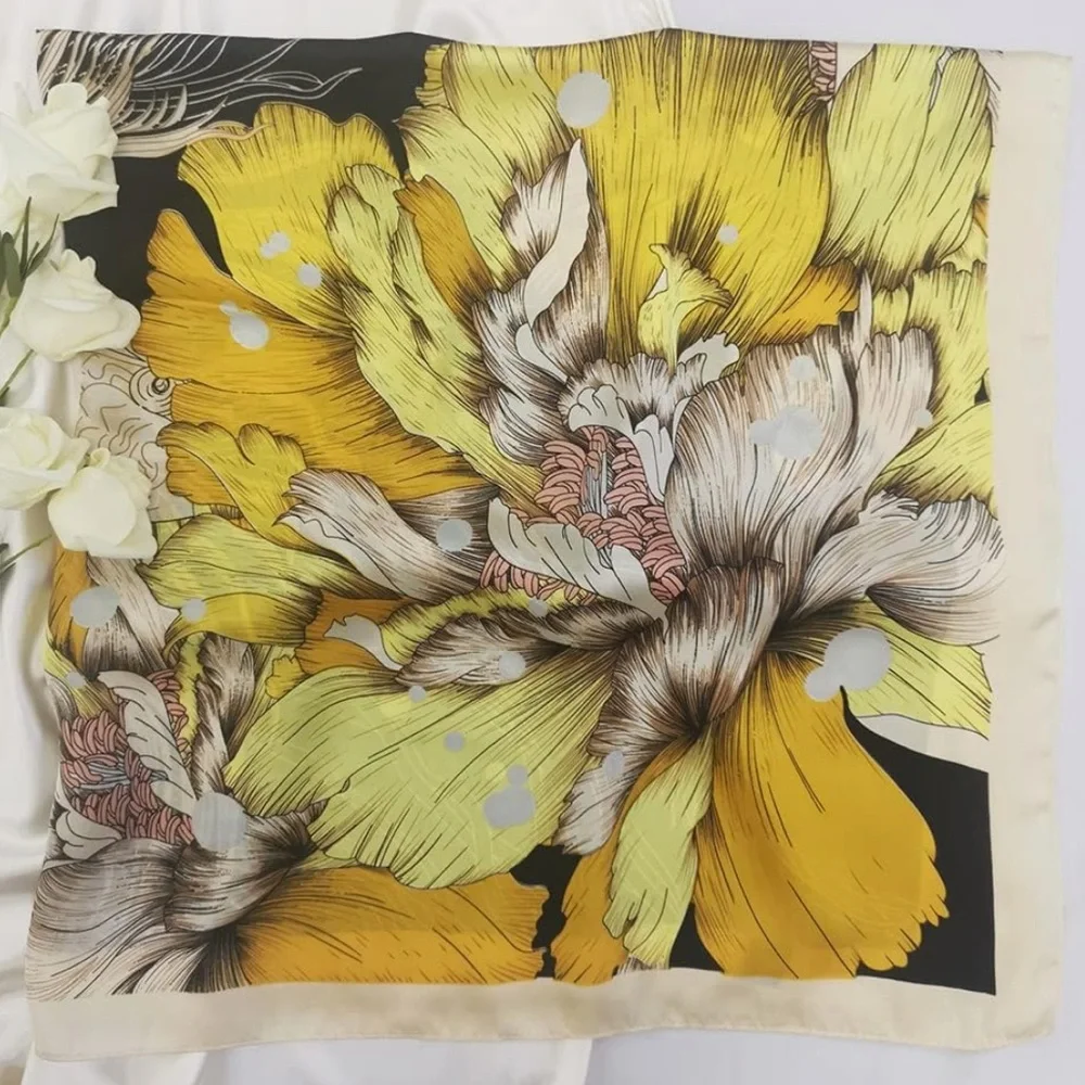 Silk like Fish Print Head Scarf 35
